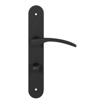 Ensemble poignée sur plaque rond à condamnation GoodHome Beare effet nickel mat noir L.110.5mm x l.40mm entraxe 195mm