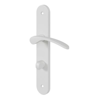Ensemble poignée sur plaque rond à condamnation GoodHome Beare mat blanc L.110.5mm x l.40mm entraxe 195mm