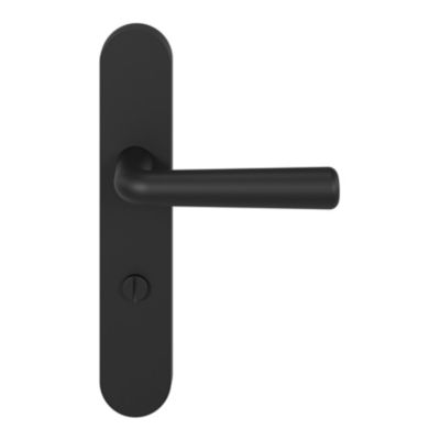 Ensemble poignée sur plaque rond à condamnation GoodHome Dizel effet nickel mat noir L.121.5mm x l.42mm entraxe 165-195mm