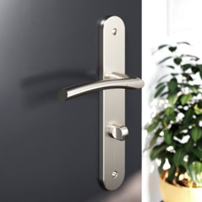 Poignée De Porte Sur Plaque Ibiza - Hoppe, Aluminium Chromé Satiné - Neuf