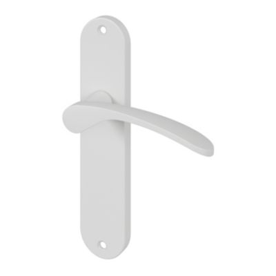 Ensemble poignée sur plaque rond GoodHome Beare mat blanc L.110.5mm x l.40mm entraxe 165mm