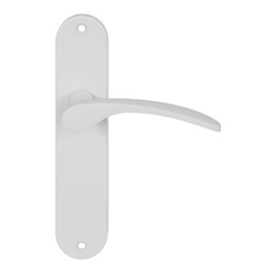 Ensemble poignée sur plaque rond GoodHome Beare mat blanc L.110.5mm x l.40mm entraxe 165mm