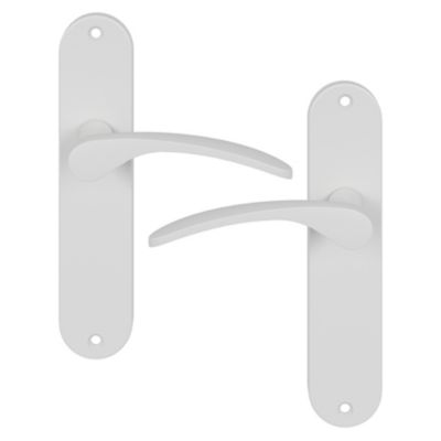 Ensemble poignée sur plaque rond GoodHome Beare mat blanc L.110.5mm x l.40mm entraxe 165mm