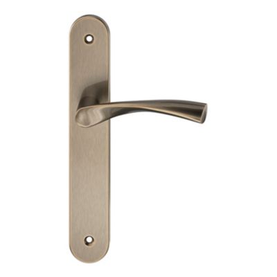Ensemble poignée sur plaque rond GoodHome Breage effet laiton satin doré L.120.5mm x l.40mm entraxe 195mm