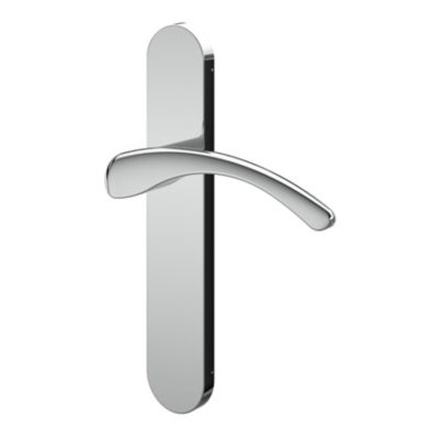 Ensemble poignée sur plaque rond GoodHome Ruis effet chromé gris L.138.5mm x l.42mm entraxe 165-195mm