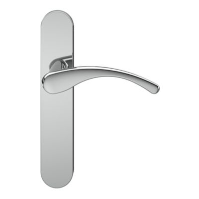 Ensemble poignée sur plaque rond GoodHome Ruis effet chromé gris L.138.5mm x l.42mm entraxe 165-195mm