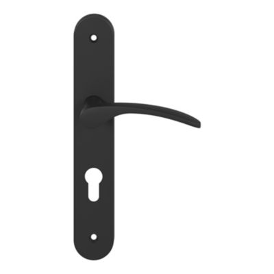 Ensemble poignée sur plaque rondcylindre GoodHome Beare effet nickel mat noir L.110.5mm x l.40mm entraxe 195mm