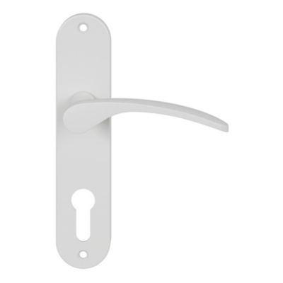 Ensemble poignée sur plaque rondcylindre GoodHome Beare mat blanc L.110.5mm x l.40mm entraxe 165mm