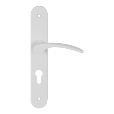 Ensemble poignée sur plaque rondcylindre GoodHome Beare mat blanc L.110.5mm x l.40mm entraxe 195mm