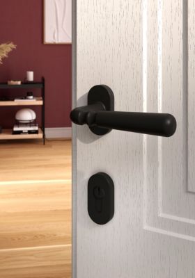 Ensemble poignée sur rosace à visser GoodHome Kilhog noir Ø63mm