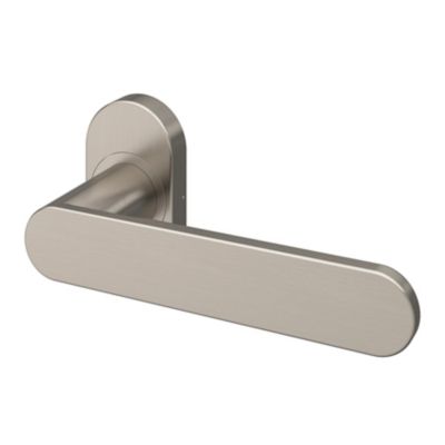 Ensemble poignée sur rosace à visser GoodHome Minzh effet nickel satin gris Ø63mm