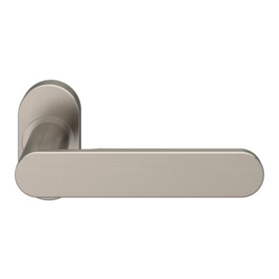 Ensemble poignée sur rosace à visser GoodHome Minzh effet nickel satin gris Ø63mm