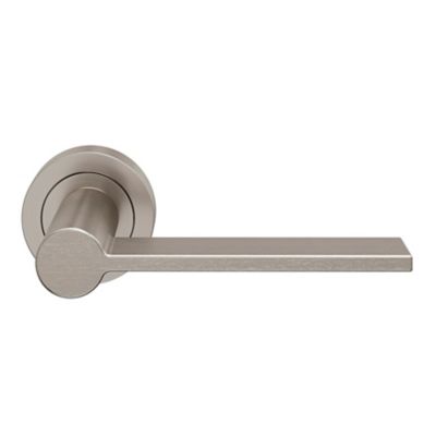 Poignée Ronde Nickel Satiné Sur Rosace – IRUS, Pour Porte Battante, Gris élégant