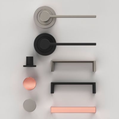 Ensemble poignée sur rosace Droit à visser GoodHome Dotz mat noir Ø52mm