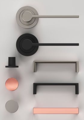 Ensemble poignée sur rosace Droit à visser GoodHome Dotz mat noir Ø52mm
