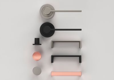 Ensemble poignée sur rosace Droit à visser GoodHome Dotz mat noir Ø52mm