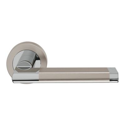 Ensemble poignée sur rosace Droit à visser GoodHome Jaslo effet chrome et nickel satin gris Ø52mm