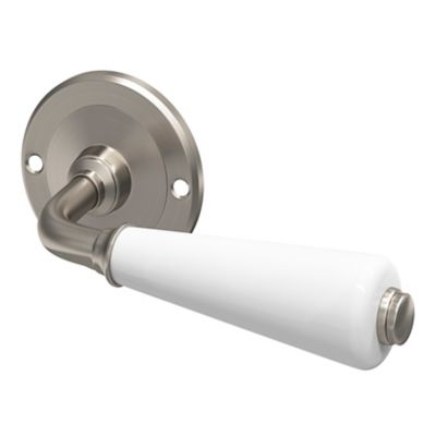Ensemble poignée sur rosace incurvé vis traversante ou à vis GoodHome Porcelaine Vras brillant blanc Ø48mm