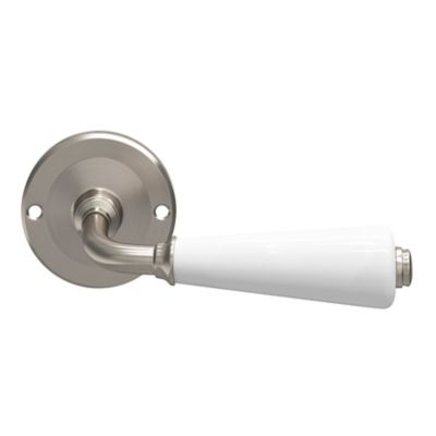 Ensemble poignée sur rosace incurvé vis traversante ou à vis GoodHome Porcelaine Vras brillant blanc Ø48mm