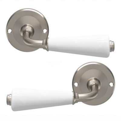 Ensemble poignée sur rosace incurvé vis traversante ou à vis GoodHome Porcelaine Vras brillant blanc Ø48mm