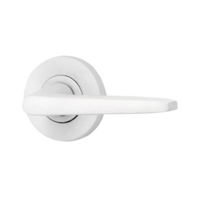 Ensemble poignée sur rosace rond à pousser Colan aluminium blanc Ø52mm