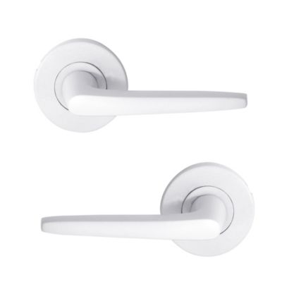 Ensemble poignée sur rosace rond à pousser Colan aluminium blanc Ø52mm