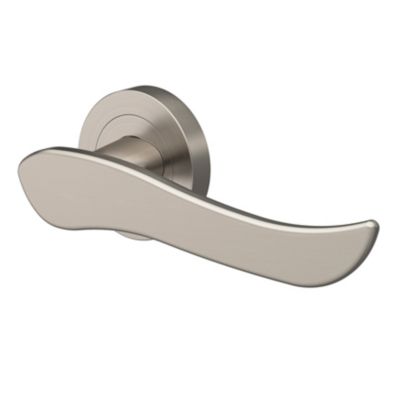 Ensemble poignée sur rosace rond à visser GoodHome Armel effet nickel satin gris Ø50mm
