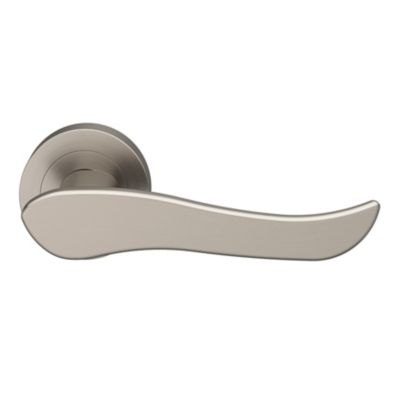 Ensemble poignée sur rosace rond à visser GoodHome Armel effet nickel satin gris Ø50mm