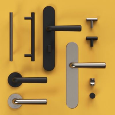 Ensemble poignée sur rosace rond à visser GoodHome Dizel mat noir Ø50mm