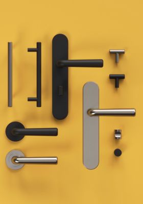 Ensemble poignée sur rosace rond à visser GoodHome Dizel mat noir Ø50mm