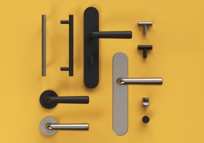 Ensemble poignée sur rosace rond à visser GoodHome Dizel mat noir Ø50mm