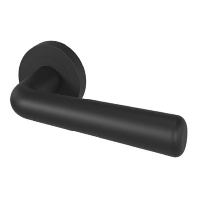 Ensemble poignée sur rosace rond à visser GoodHome Dizel mat noir Ø50mm