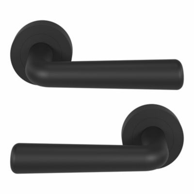Ensemble poignée sur rosace rond à visser GoodHome Dizel mat noir Ø50mm