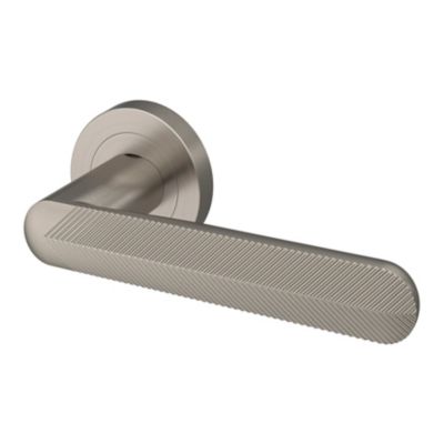 Ensemble poignée sur rosace rond à visser GoodHome Garlan effet nickel satin gris Ø50mm