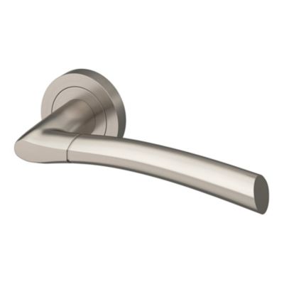 Ensemble poignée sur rosace rond à visser GoodHome Hirel effet nickel satin gris Ø50mm