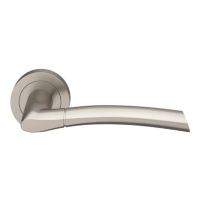 Ensemble poignée sur rosace rond à visser GoodHome Hirel effet nickel satin gris Ø50mm