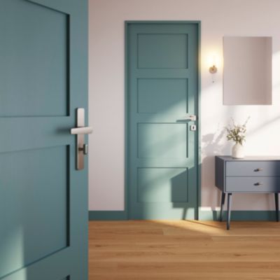 Ensemble poignée sur rosace rond à visser GoodHome Kerver effet nickel satin gris Ø52.5mm