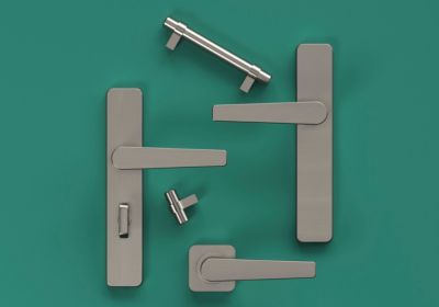 Ensemble poignée sur rosace rond à visser GoodHome Kerver effet nickel satin gris Ø52.5mm