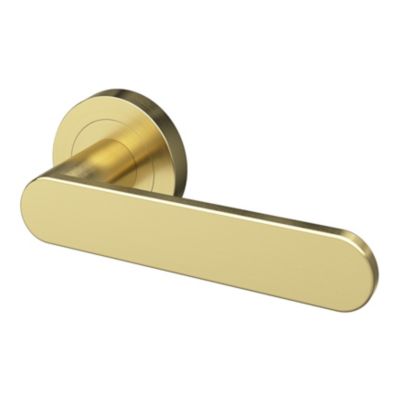 Ensemble poignée sur rosace rond à visser GoodHome Minzh effet laiton satin or Ø50mm