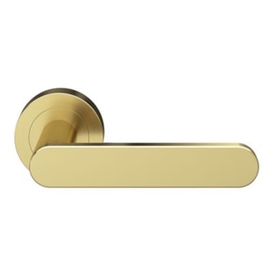 Ensemble poignée sur rosace rond à visser GoodHome Minzh effet laiton satin or Ø50mm