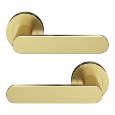 Ensemble poignée sur rosace rond à visser GoodHome Minzh effet laiton satin or Ø50mm