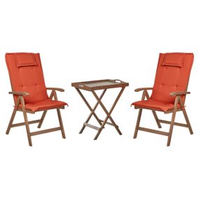 Ensemble pour bistro avec coussin AMANTEA Bois Rouge