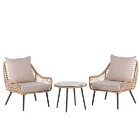 Ensemble pour bistro avec coussin Naturel LAURETO