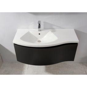 Ensemble pour la salle de bain LENA 1000 anthracite mat, Avec miroir LED 2137, Sans bonde Pop Up