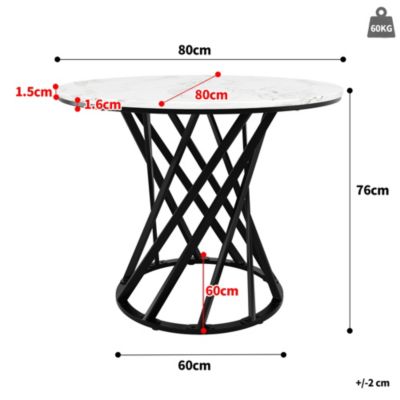 Ensemble repas 5 pièces avec table ronde 80 cm en MDF et métal | Castorama
