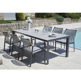 Ensemble repas Caledonie (220x100x75 cm - Gris anthracite)