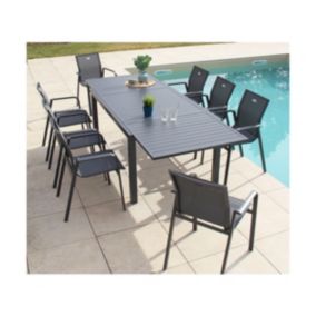 Ensemble repas de jardin  12 places en  gris anthracite