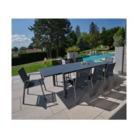 Ensemble repas de jardin  12 places en  gris anthracite