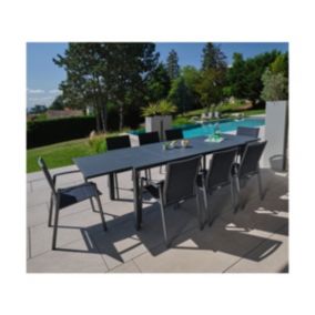 Ensemble repas de jardin  12 places en  gris anthracite