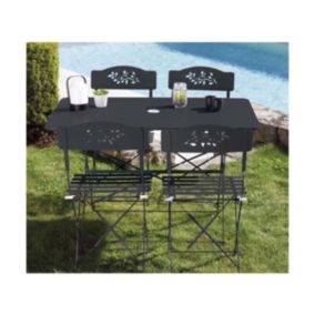 Ensemble repas de jardin  4 places en  gris anthracite